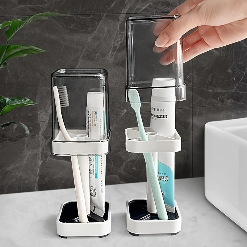 Toothbrush Holder Stand with Transparent Mouthwash Cup