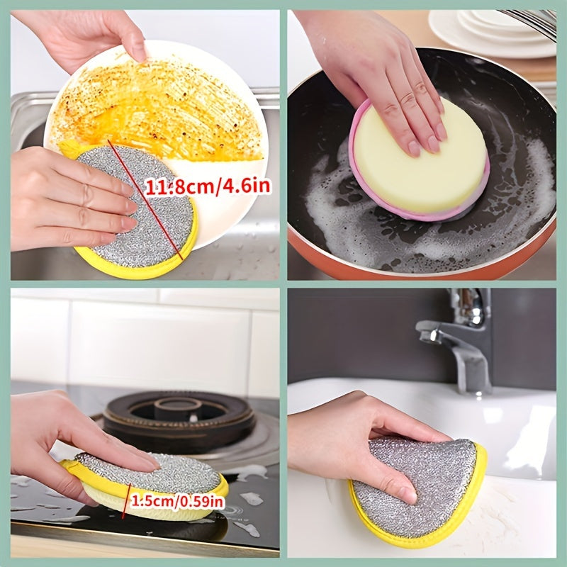 12-Pack Double-Sided Round Scouring Pads for Kitchen Cleaning