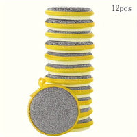 12-Pack Double-Sided Round Scouring Pads for Kitchen Cleaning