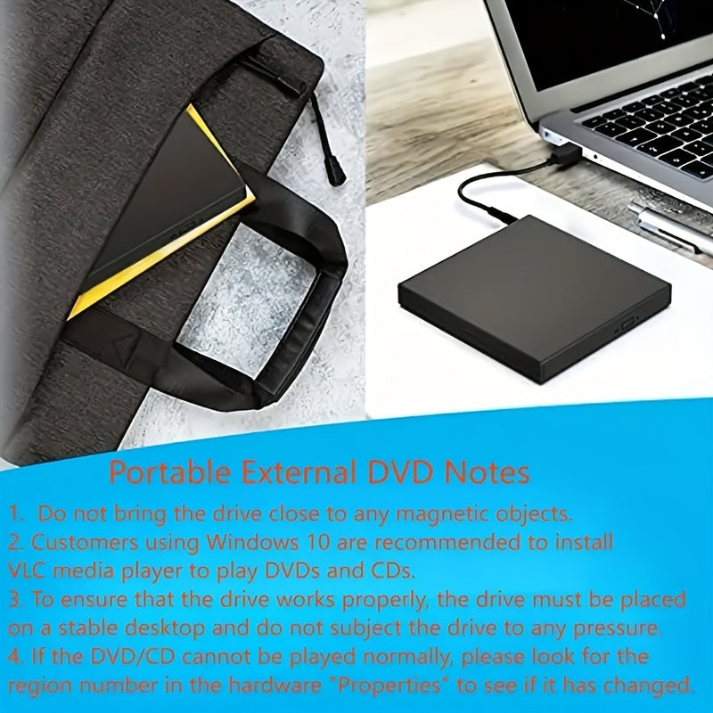 Slim Portable External CD/DVD Drive